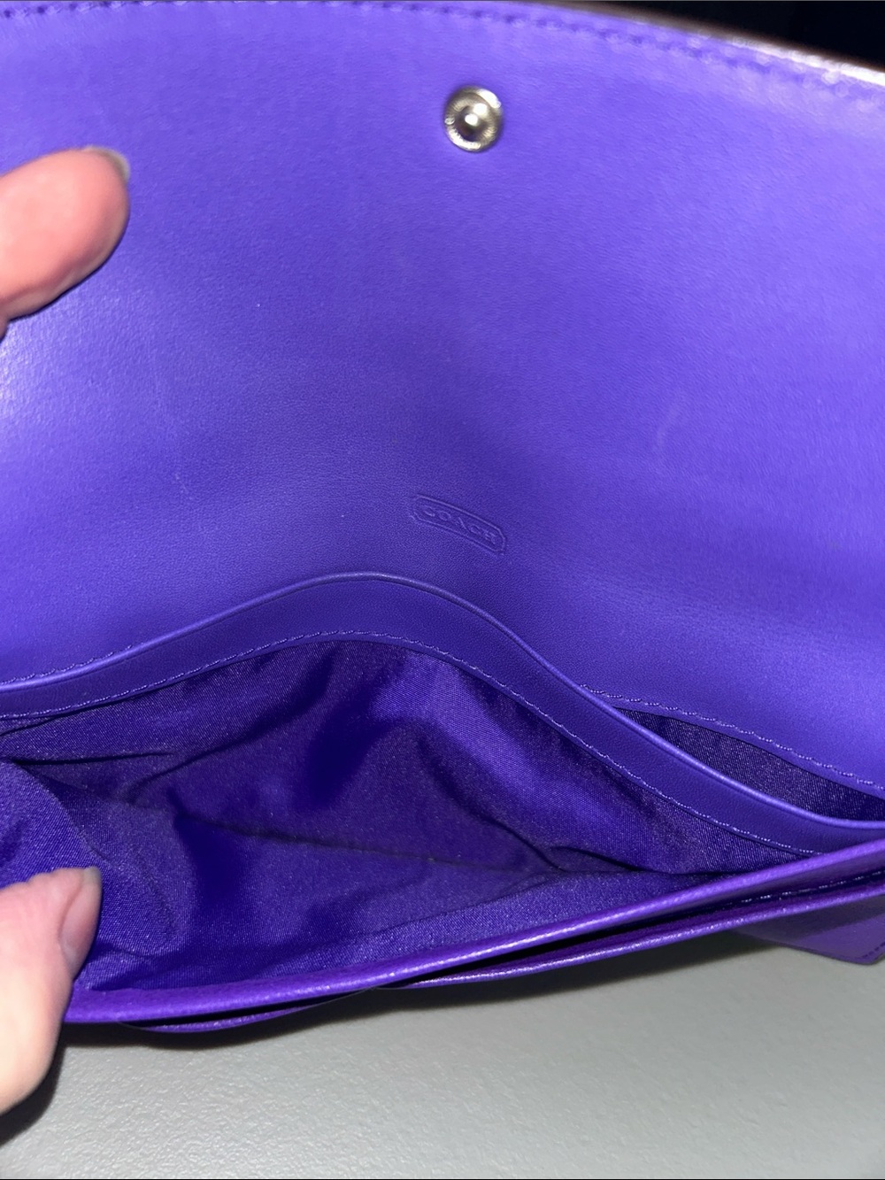 Coach Purple Leather Flap Wallet - Picture 3 of 6